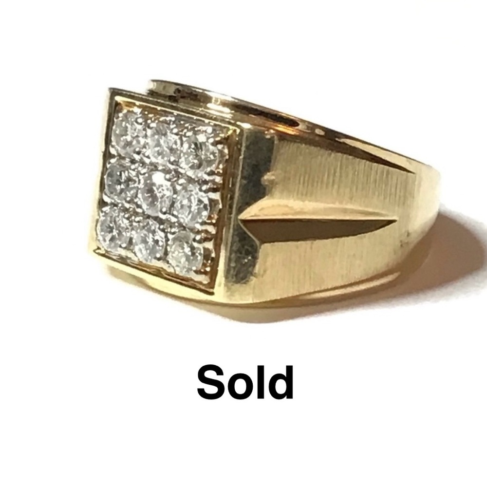 1 CARAT Total Weight 9 Diamond 14k Gold Ring